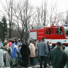 Součástí akce bylo předvedení hasicí techniky 