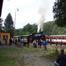 Zvláštní vlak a pravidelný vlak na nádraží Osek – město 