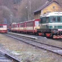 Křižování s vlakem z Moldavy do Mostu 