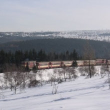 29.1.2006 10:40 - Posílený osobní vlak 9750 za Novým Městem jede do Moldavy